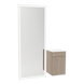 Glo Wall Mount Styling Station with Tilt-out Appliance Holder, Solid Surface Countertop, and Silver Full-Length Rectangle Glo Mirror - Kaemark