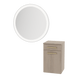 Glo Wall Mount Styling Station with Tilt-out Appliance Holder and Silver Round Glo Mirror - Kaemark