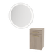 Glo Wall Mount Styling Station with Tilt-out Appliance Holder and Silver Round Glo Mirror - Kaemark