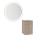 Glo Wall Mount Styling Station with Tilt-out Appliance Holder and Silver Round Glo Mirror - Kaemark