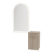 Glo Wall Mount Styling Station with Tilt-out Appliance Holder and Gold Arch Paloma Mirror - Kaemark