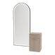 Glo Wall Mount Styling Station with Tilt-out Appliance Holder and Black Full-Length Arch Paloma Mirror - Kaemark