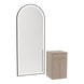 Glo Wall Mount Styling Station with Tilt-out Appliance Holder and Black Full-Length Arch Paloma Mirror - Kaemark
