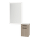Glo Wall Mount Styling Station with Tilt-out Appliance Holder, Solid Surface Countertop, and Silver Rectangle Glo Mirror - Kaemark