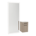 Glo Wall Mount Styling Station with Tilt-out Appliance Holder, Solid Surface Countertop, and Silver Full-Length Rectangle Glo Mirror - Kaemark