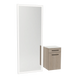 Glo Wall Mount Styling Station with Tilt-out Appliance Holder, Solid Surface Countertop, and Silver Full-Length Rectangle Glo Mirror - Kaemark