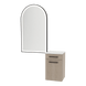 Glo Wall Mount Styling Station with Tilt-out Appliance Holder, Solid Surface Countertop, and Black Arch Paloma Mirror - Kaemark