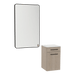 Glo Laminate Wall Mount Styling Station with Solid Surface Countertop, Tilt-Out Appliance Holder, and Westin Rectangle Mirror - Kaemark