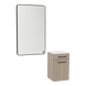 Glo Laminate Wall Mount Styling Station with Solid Surface Countertop, Tilt-Out Appliance Holder, and Westin Rectangle Mirror - Kaemark
