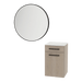 Glo Wall Mount Styling Station with Tilt-out Appliance Holder, Solid Surface Countertop, and Black Round Westin Mirror - Kaemark