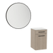 Glo Wall Mount Styling Station with Tilt-out Appliance Holder, Solid Surface Countertop, and Black Round Westin Mirror - Kaemark