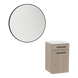 Glo Wall Mount Styling Station with Tilt-out Appliance Holder, Solid Surface Countertop, and Black Round Westin Mirror - Kaemark
