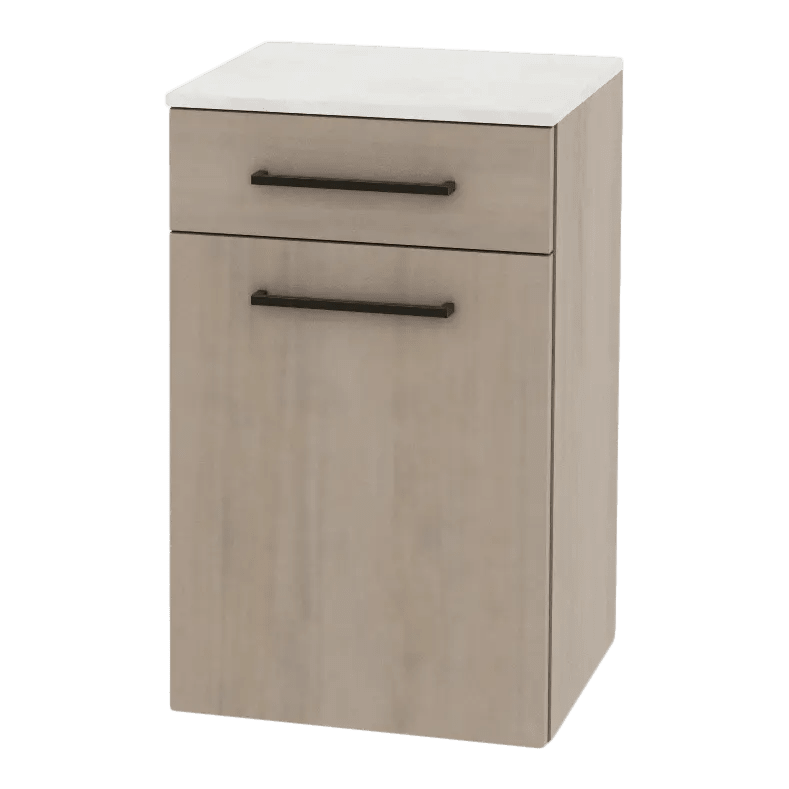 Glo Wall Mount Styling Station with Tilt-out Appliance Holder and Solid Surface Countertop (Cabinet Only) - Kaemark
