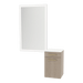 Glo Wall Mount Styling Station with Tilt-out Appliance Holder, Solid Surface Countertop, and Silver Rectangle Glo Mirror - Kaemark