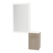 Glo Wall Mount Styling Station with Tilt-out Appliance Holder, Solid Surface Countertop, and Silver Rectangle Glo Mirror - Kaemark