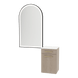 Glo Wall Mount Styling Station with Tilt-out Appliance Holder, Solid Surface Countertop, and Black Arch Paloma Mirror - Kaemark