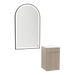 Glo Wall Mount Styling Station with Tilt-out Appliance Holder, Solid Surface Countertop, and Black Arch Paloma Mirror - Kaemark