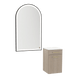 Glo Wall Mount Styling Station with Tilt-out Appliance Holder, Solid Surface Countertop, and Black Arch Paloma Mirror - Kaemark