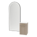Glo Wall Mount Styling Station with Tilt-out Appliance Holder, Solid Surface Countertop, and Black Full-Length Arch Paloma Mirror - Kaemark