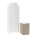 Glo Wall Mount Styling Station with Tilt-out Appliance Holder, Solid Surface Countertop, and Gold Full-Length Arch Paloma Mirror - Kaemark
