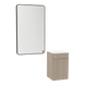 Glo Laminate Wall Mount Styling Station with Solid Surface Countertop, Tilt-Out Appliance Holder, and Westin Rectangle Mirror - Kaemark
