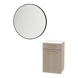 Glo Wall Mount Styling Station with Tilt-out Appliance Holder, Solid Surface Countertop, and Black Round Westin Mirror - Kaemark