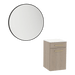 Glo Wall Mount Styling Station with Tilt-out Appliance Holder, Solid Surface Countertop, and Black Round Westin Mirror - Kaemark