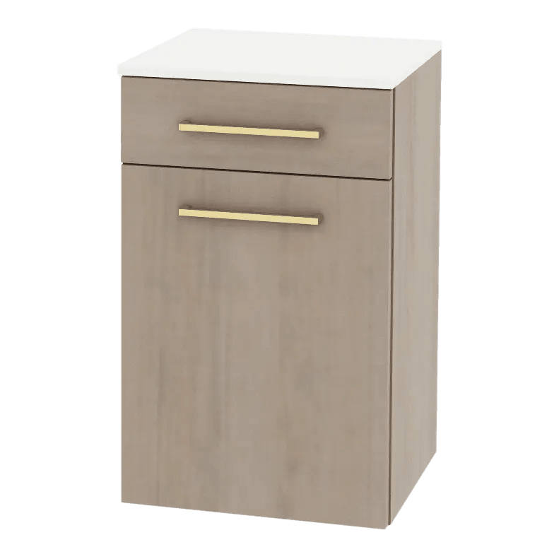 Glo Wall Mount Styling Station with Tilt-out Appliance Holder and Solid Surface Countertop (Cabinet Only) - Kaemark