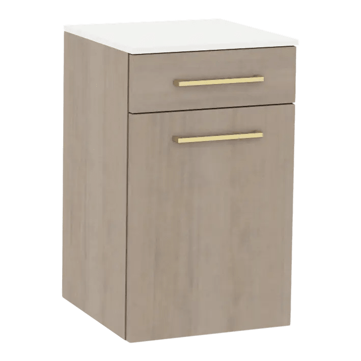 Glo Wall Mount Styling Station with Tilt-out Appliance Holder and Solid Surface Countertop (Cabinet Only) - Kaemark