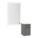 Glo Wall Mount Styling Station with Tilt-out Appliance Holder, Solid Surface Countertop, and Silver Rectangle Glo Mirror - Kaemark