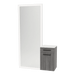 Glo Wall Mount Styling Station with Tilt-out Appliance Holder, Solid Surface Countertop, and Silver Full-Length Rectangle Glo Mirror - Kaemark