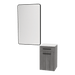 Glo Laminate Wall Mount Styling Station with Solid Surface Countertop, Tilt-Out Appliance Holder, and Westin Rectangle Mirror - Kaemark