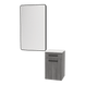 Glo Laminate Wall Mount Styling Station with Solid Surface Countertop, Tilt-Out Appliance Holder, and Westin Rectangle Mirror - Kaemark