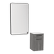 Glo Laminate Wall Mount Styling Station with Solid Surface Countertop, Tilt-Out Appliance Holder, and Westin Rectangle Mirror - Kaemark