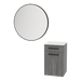 Glo Wall Mount Styling Station with Tilt-out Appliance Holder, Solid Surface Countertop, and Black Round Westin Mirror - Kaemark