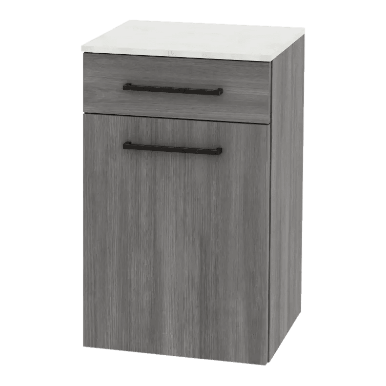 Glo Wall Mount Styling Station with Tilt-out Appliance Holder and Solid Surface Countertop (Cabinet Only) - Kaemark