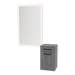 Glo Wall Mount Styling Station with Tilt-out Appliance Holder and Silver Rectangle Glo Mirror - Kaemark