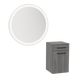 Glo Wall Mount Styling Station with Tilt-out Appliance Holder and Silver Round Glo Mirror - Kaemark