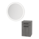 Glo Wall Mount Styling Station with Tilt-out Appliance Holder and Silver Round Glo Mirror - Kaemark