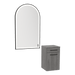 Glo Wall Mount Styling Station with Tilt-out Appliance Holder and Black Arch Paloma Mirror - Kaemark
