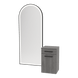 Glo Wall Mount Styling Station with Tilt-out Appliance Holder and Black Full-Length Arch Paloma Mirror - Kaemark