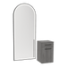 Glo Wall Mount Styling Station with Tilt-out Appliance Holder and Black Full-Length Arch Paloma Mirror - Kaemark