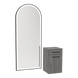 Glo Wall Mount Styling Station with Tilt-out Appliance Holder and Black Full-Length Arch Paloma Mirror - Kaemark
