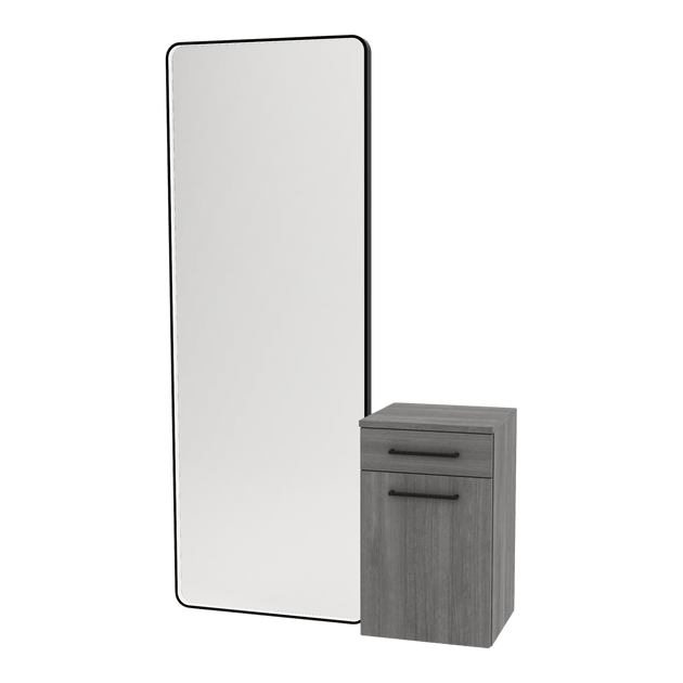 Glo Wall Mount Styling Station with Tilt-out Appliance Holder and Black Full-Length Rectangle Westin Mirror - Kaemark