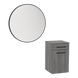 Glo Laminate Wall Mount Styling Station with Tilt-Out Appliance Holder and Westin Round Mirror - Kaemark
