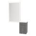 Glo Wall Mount Styling Station with Tilt-out Appliance Holder, Solid Surface Countertop, and Silver Rectangle Glo Mirror - Kaemark