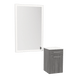 Glo Wall Mount Styling Station with Tilt-out Appliance Holder, Solid Surface Countertop, and Silver Rectangle Glo Mirror - Kaemark