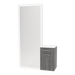 Glo Wall Mount Styling Station with Tilt-out Appliance Holder, Solid Surface Countertop, and Silver Full-Length Rectangle Glo Mirror - Kaemark