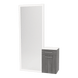 Glo Wall Mount Styling Station with Tilt-out Appliance Holder, Solid Surface Countertop, and Silver Full-Length Rectangle Glo Mirror - Kaemark