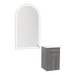 Glo Wall Mount Styling Station with Tilt-out Appliance Holder, Solid Surface Countertop, and Gold Arch Paloma Mirror - Kaemark